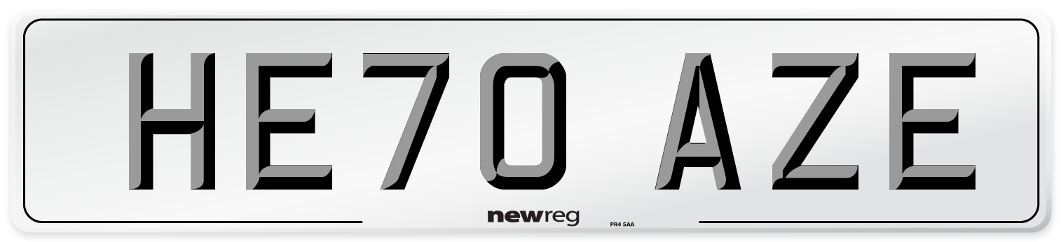 HE70 AZE Number Plate from New Reg